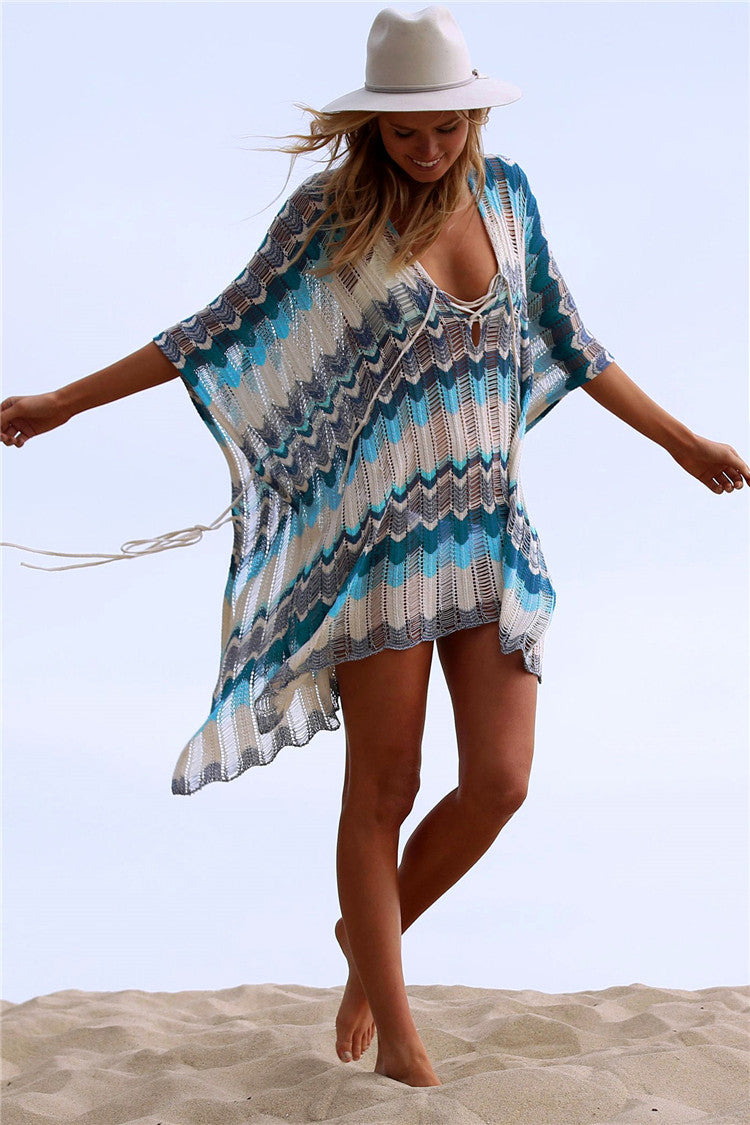 Crochet Beach Dress with Zig-Zag Design