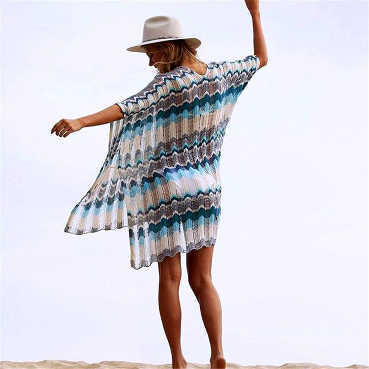 Crochet Beach Dress with Zig-Zag Design