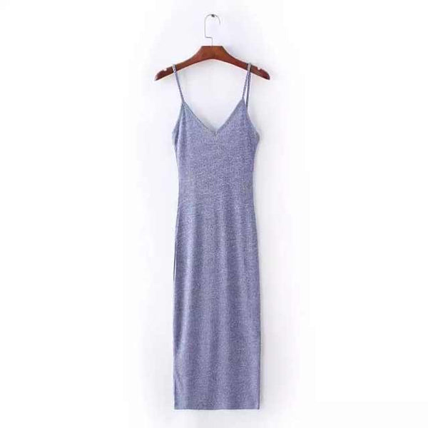 Ribbed Knitted Slip Dress